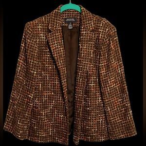 JONES NEW YORK SIGNATURE SIZE 14 WOMENS WOOL BLEND TWEED JACKET BLAZER